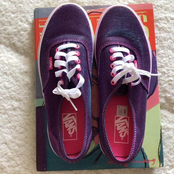 Vans Off the Wall Sneaker in Metallic Purple Excellent Size 8.5 Men/10 Women - Picture 3 of 13